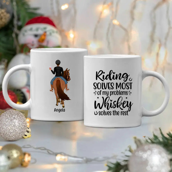 Personalized Mug, Girl Riding Horse and Drinking, Gift for Horse Lovers & Friends