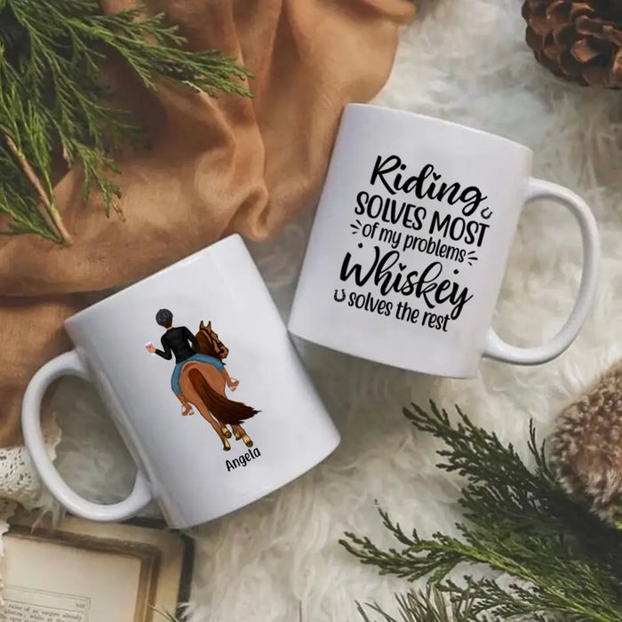 Personalized Mug, Girl Riding Horse and Drinking, Gift for Horse Lovers & Friends