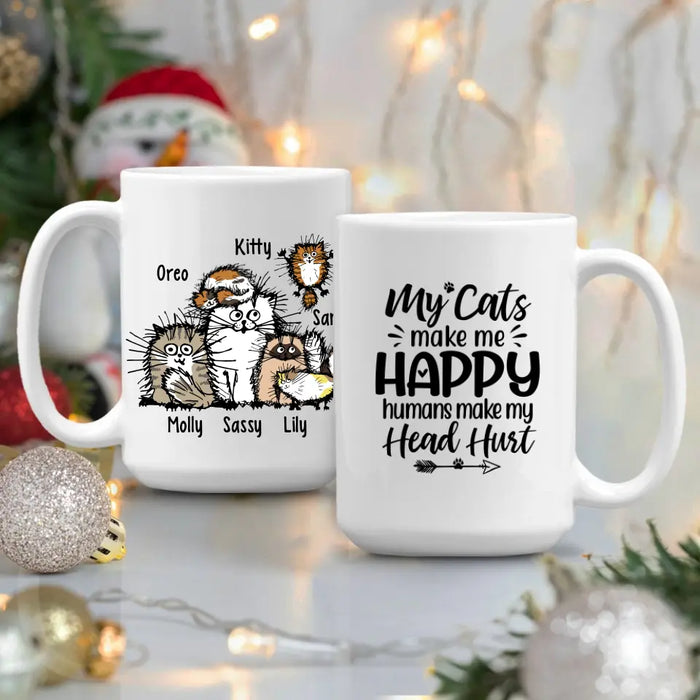 Personalized Mug, Funny Cat - Up To 6 Cats, Gift For Cat Lovers