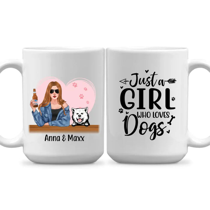 Personalized Mug, A Girl With Her Dogs, Gift For Dog Lovers