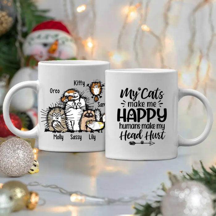 Personalized Mug, Funny Cat - Up To 6 Cats, Gift For Cat Lovers