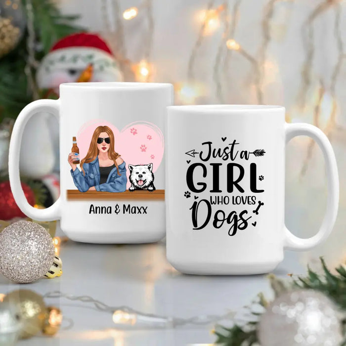 Personalized Mug, A Girl With Her Dogs, Gift For Dog Lovers