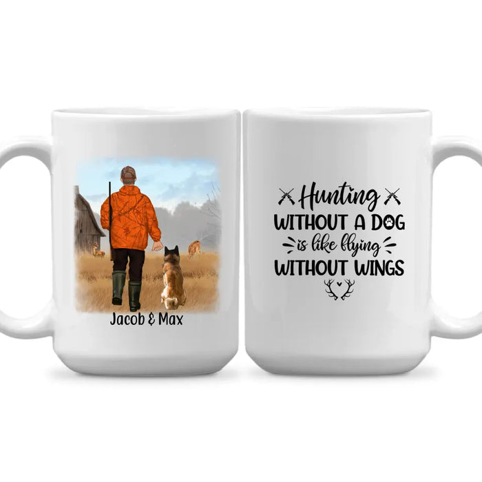 Personalized Mug, Man Hunting With Dogs, Gift for Hunters & Dog Lovers