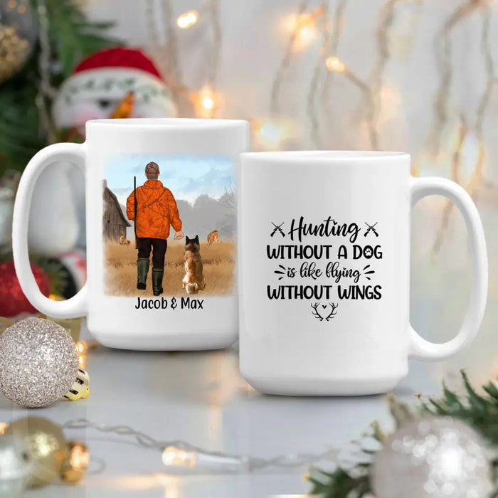 Personalized Mug, Man Hunting With Dogs, Gift for Hunters & Dog Lovers