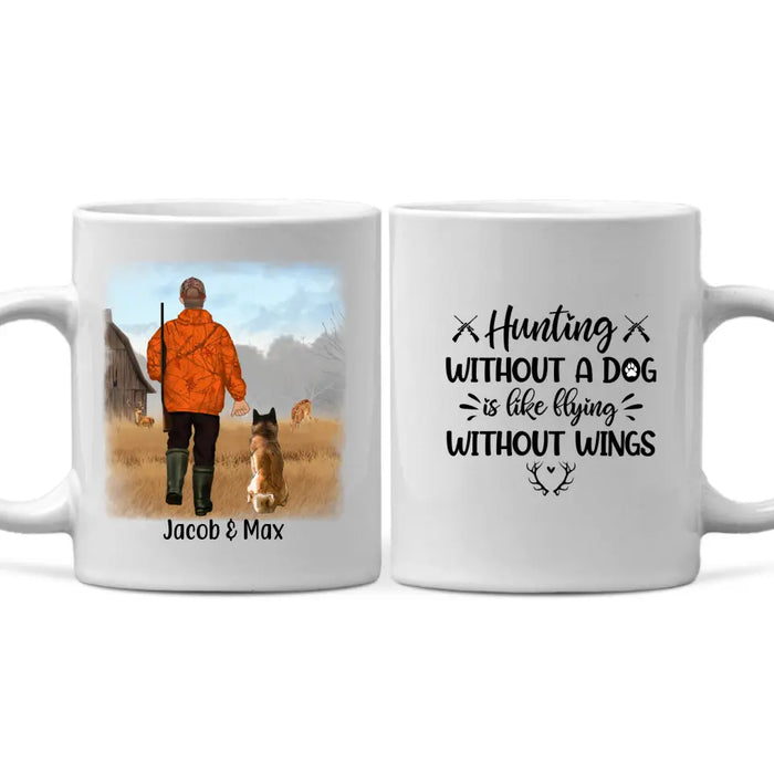 Personalized Mug, Man Hunting With Dogs, Gift for Hunters & Dog Lovers