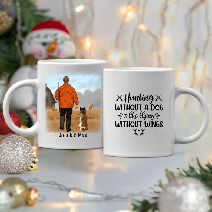 Personalized Mug, Man Hunting With Dogs, Gift for Hunters & Dog Lovers