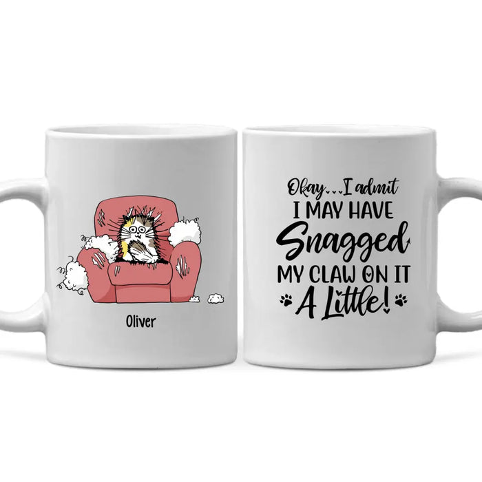 Personalized Mug, Cats Scratch Sofa, Up to 5 Cats, Gift for Cat Lovers