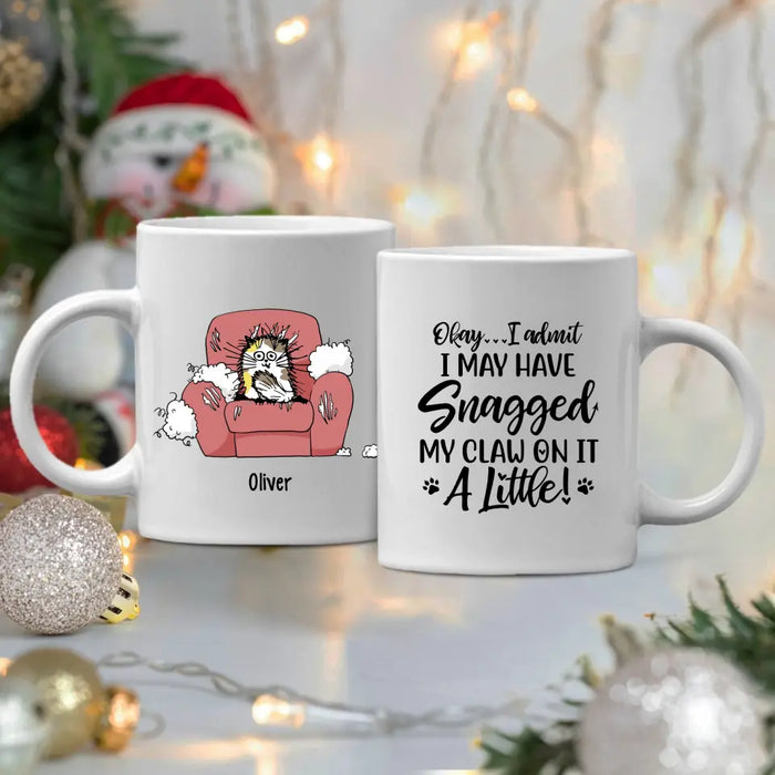 Personalized Mug, Cats Scratch Sofa, Up to 5 Cats, Gift for Cat Lovers