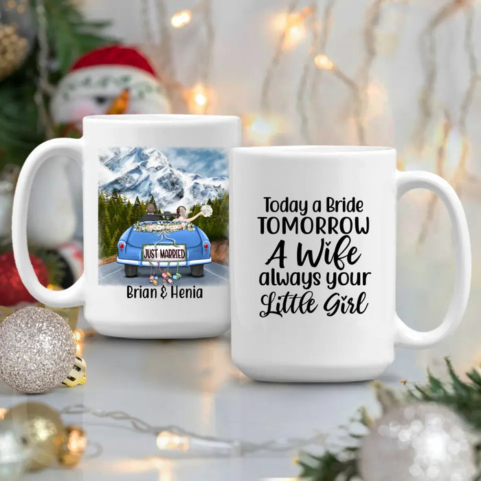 Personalized Mug, Just Married Couple Driving, Gift For Couples