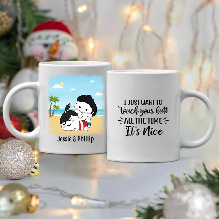 Personalized Mug, Just Want To Touch Your Butt, Naughty Gifts For Couple