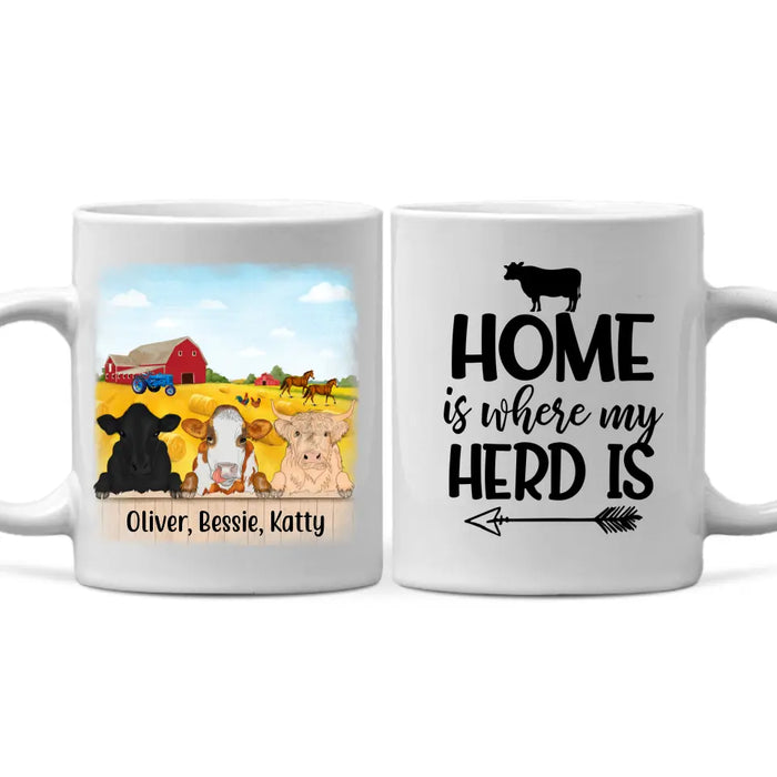 Personalized Mug, Cow Peeking On Farm, Gift For Farmers, Cow Lovers