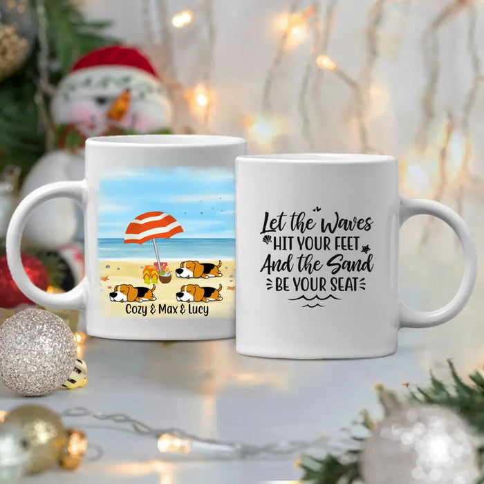 Personalized Mug, Dogs On Beach, Beach Gift, Gift for Summer, Beach Lovers, Dog Lovers