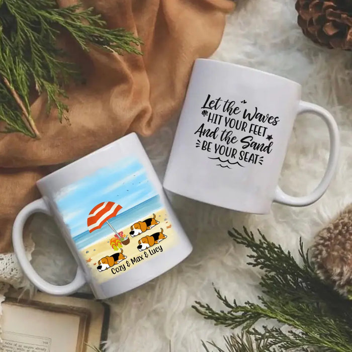 Personalized Mug, Dogs On Beach, Beach Gift, Gift for Summer, Beach Lovers, Dog Lovers