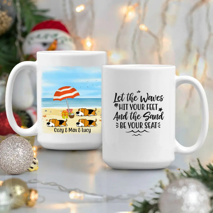 Personalized Mug, Dogs On Beach, Beach Gift, Gift for Summer, Beach Lovers, Dog Lovers