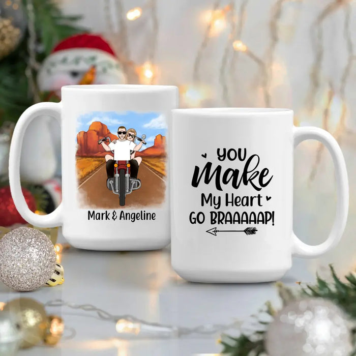 Personalized Mug, Couple Riding Motorcycle, Gifts For Riders