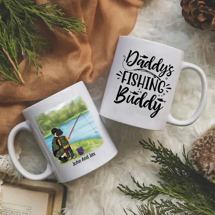 Father and Son Fishing Buddies For Life, Personalized Mug Gift For Fishing Lovers