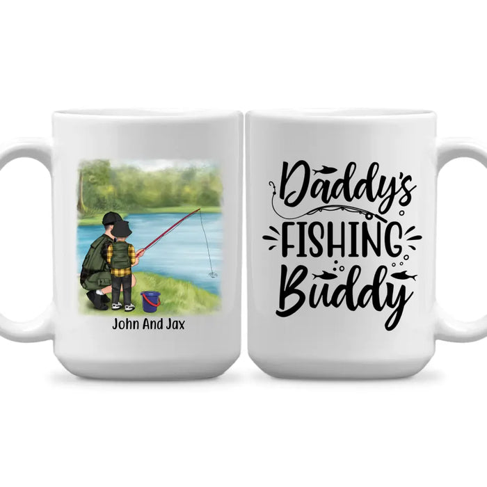 Father and Son Fishing Buddies For Life, Personalized Mug Gift For Fishing Lovers