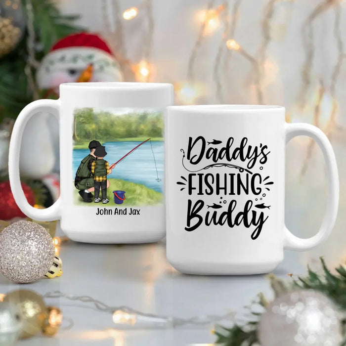 Father and Son Fishing Buddies For Life, Personalized Mug Gift For Fishing Lovers