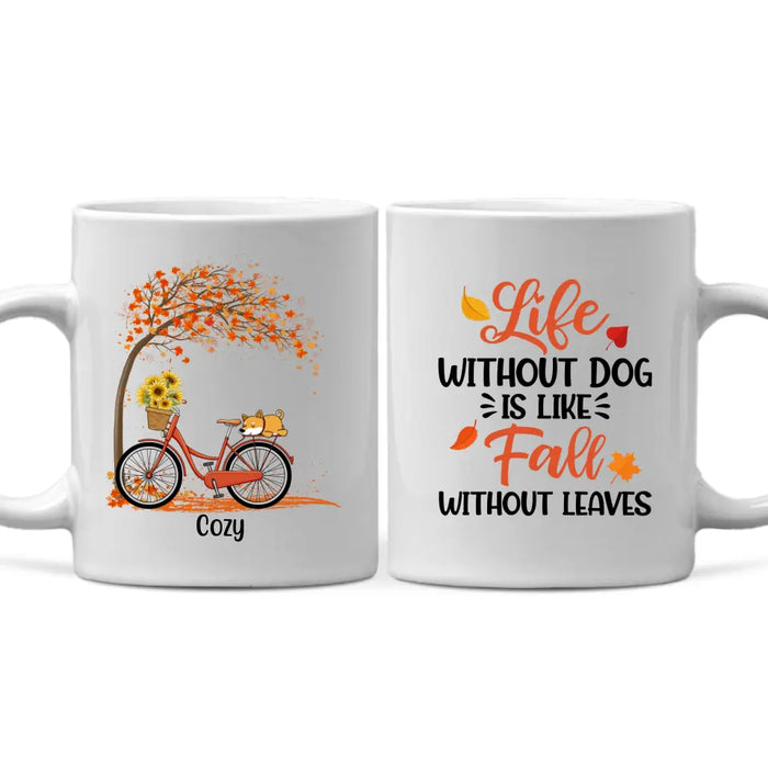 Personalized Mug, Dog Sleeping on Bicycle, Gift for Fall Lover, Dog lover. Autumn Gift