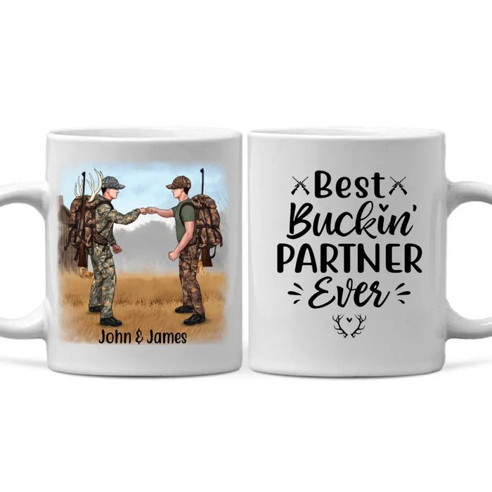 Personalized Mug, Best Buckin' Partner Ever - Hunting Gift For Couple And Friends, Gift For Hunters