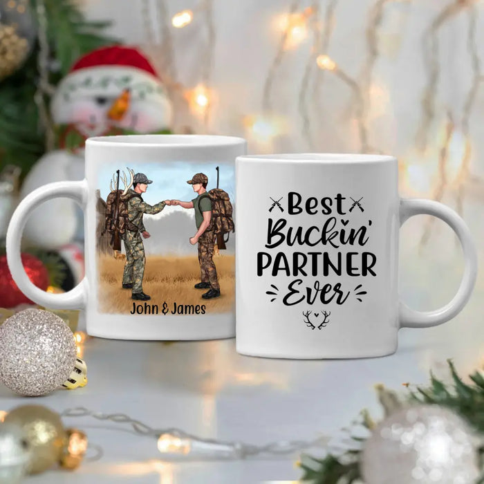 Personalized Mug, Best Buckin' Partner Ever - Hunting Gift For Couple And Friends, Gift For Hunters