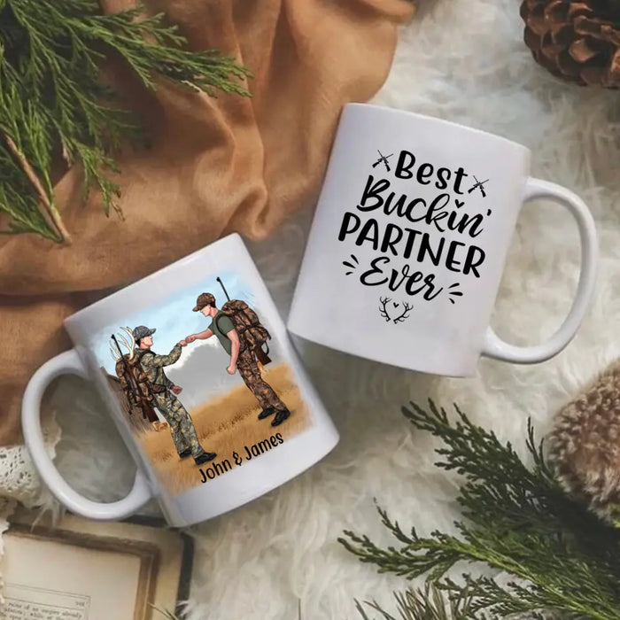 Personalized Mug, Best Buckin' Partner Ever - Hunting Gift For Couple And Friends, Gift For Hunters