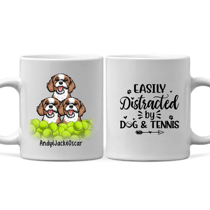 Personalized Mug, Easily Distracted By Dog & Tennis, Gifts For Dog Lovers