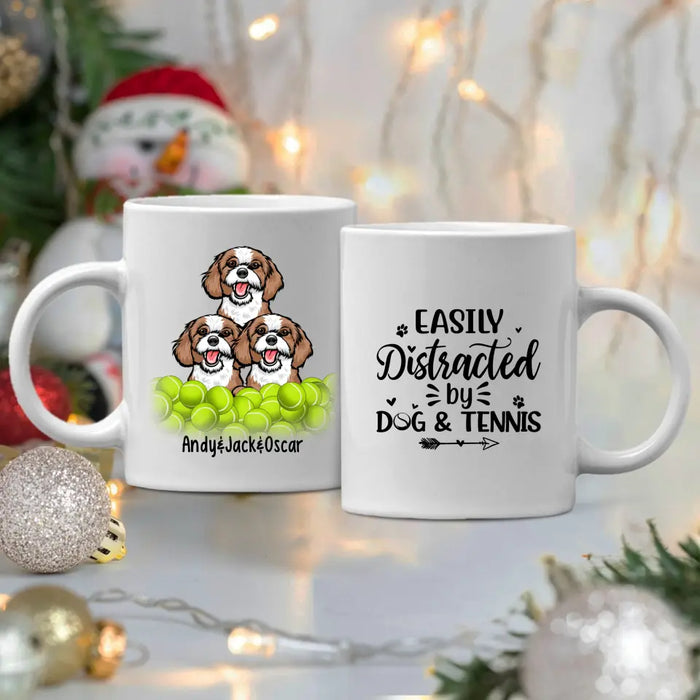 Personalized Mug, Easily Distracted By Dog & Tennis, Gifts For Dog Lovers