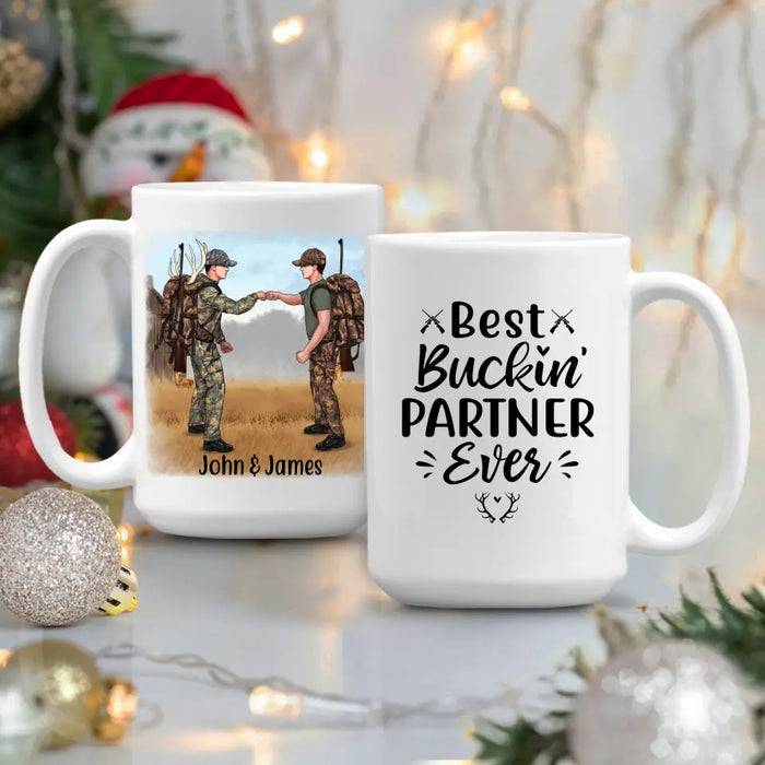 Personalized Mug, Best Buckin' Partner Ever - Hunting Gift For Couple And Friends, Gift For Hunters