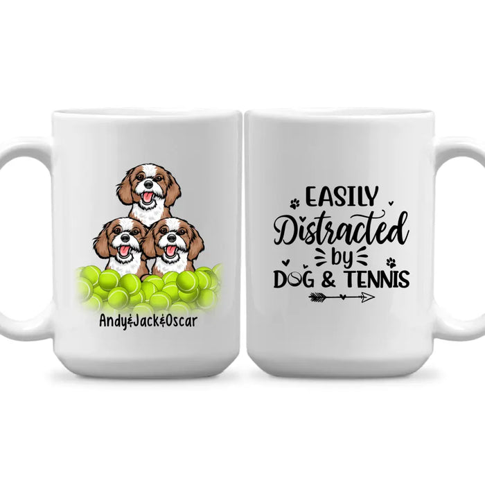 Personalized Mug, Easily Distracted By Dog & Tennis, Gifts For Dog Lovers