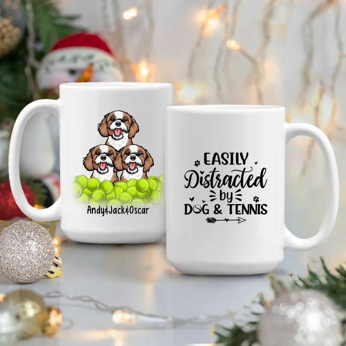 Personalized Mug, Easily Distracted By Dog & Tennis, Gifts For Dog Lovers