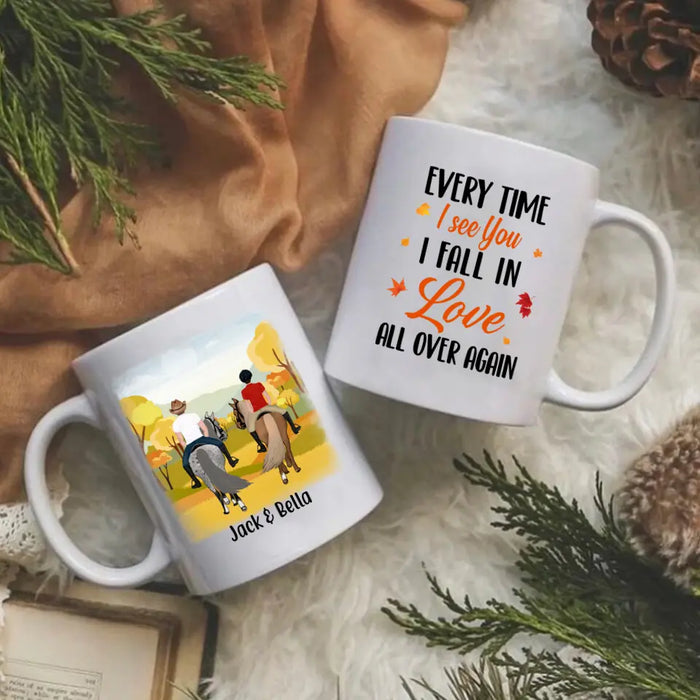 Personalized Mug, Fall Horseback Riding Partners, Gifts For Horse Riding Lovers