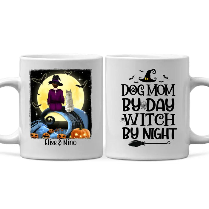 Dog Mom By Day, Witch By Night - Halloween Personalized Gifts Custom Mug For Dog Mom