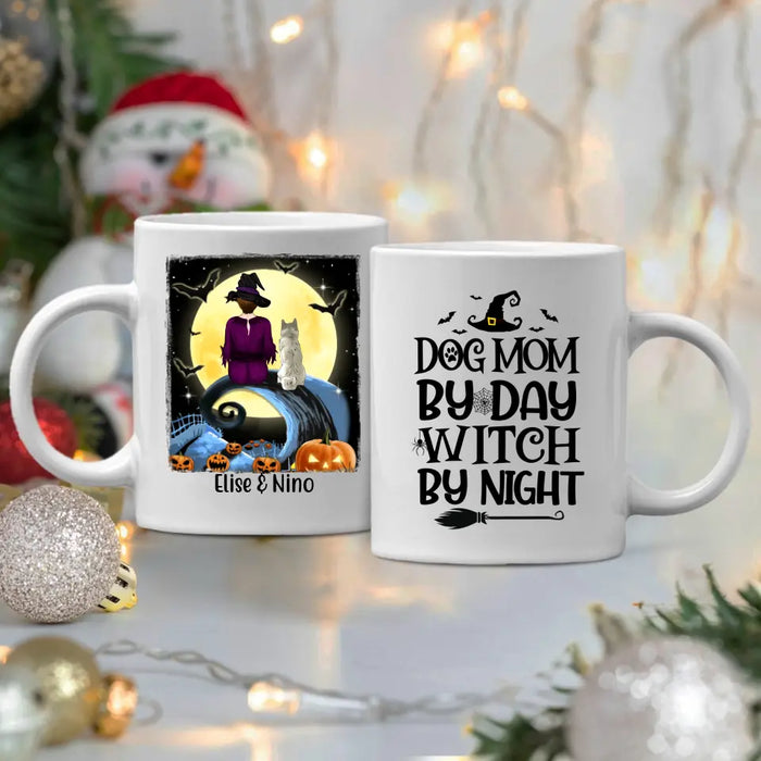 Dog Mom By Day, Witch By Night - Halloween Personalized Gifts Custom Mug For Dog Mom