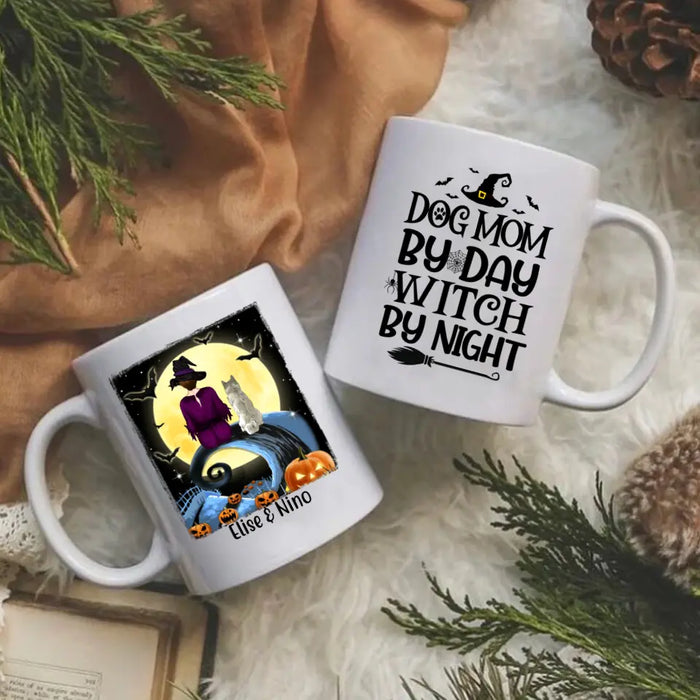 Dog Mom By Day, Witch By Night - Halloween Personalized Gifts Custom Mug For Dog Mom