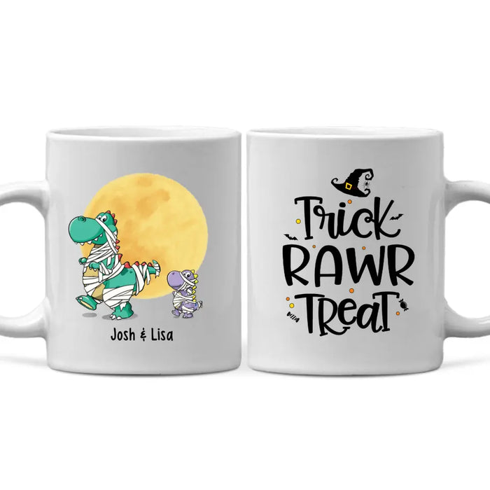 Personalized Mug, Trick Rawr Treat, Dinosaur Lovers, Gifts For Halloween Family