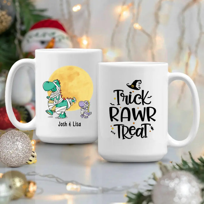 Personalized Mug, Trick Rawr Treat, Dinosaur Lovers, Gifts For Halloween Family