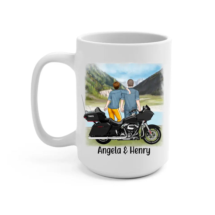 Personalized Mug, Riding Partners Standing, Gifts For Motorcycle Lovers