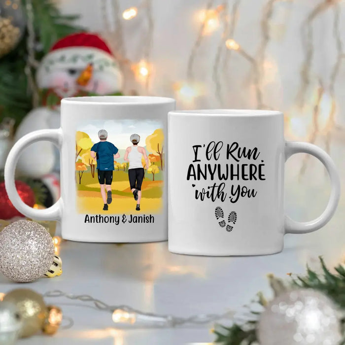 Personalized Mug, Running Couple, I'll Run Anywhere With You, Gifts For Runners