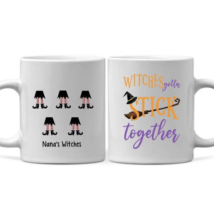 Personalized Mug, Wicked Witches Feet, Witches Gotta Stick Together, Gifts For Halloween Family