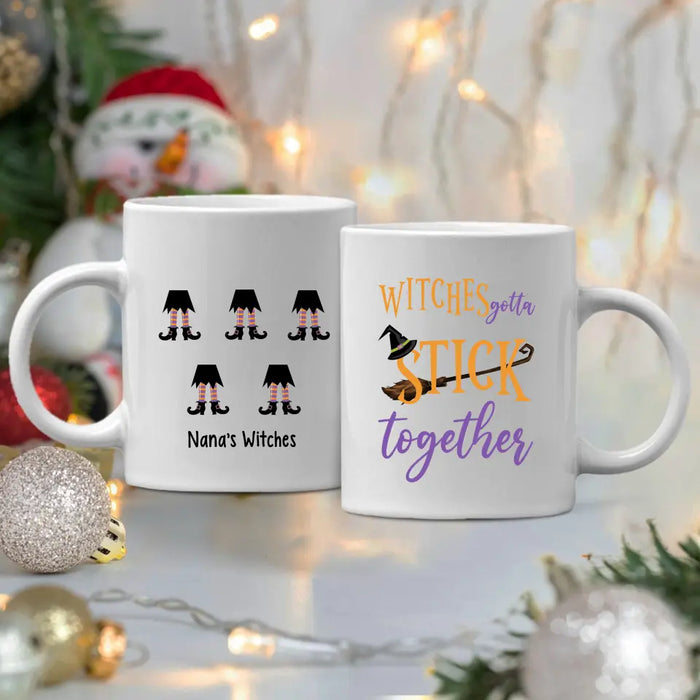 Personalized Mug, Wicked Witches Feet, Witches Gotta Stick Together, Gifts For Halloween Family