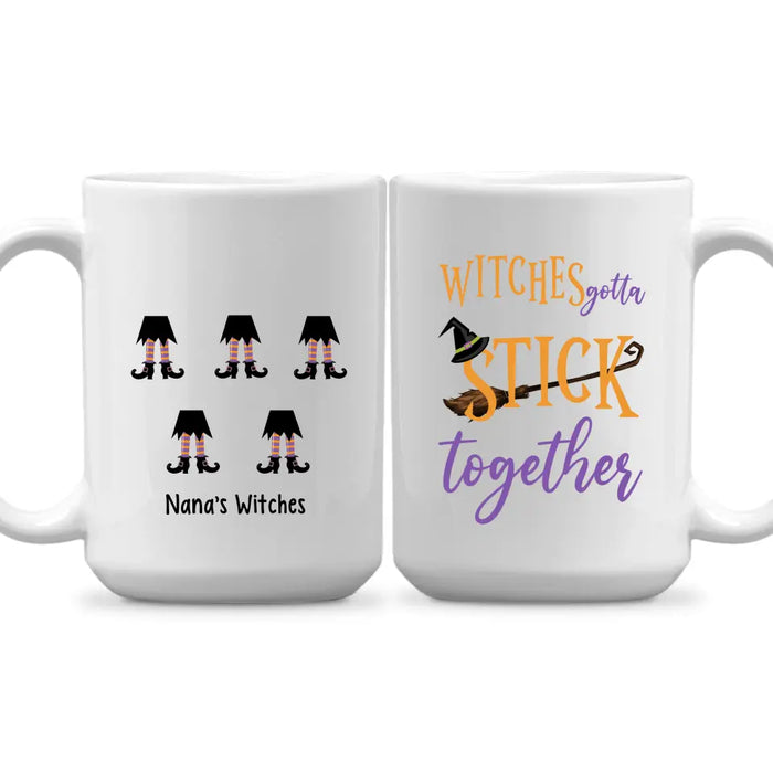 Personalized Mug, Wicked Witches Feet, Witches Gotta Stick Together, Gifts For Halloween Family