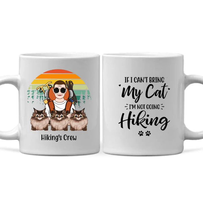 Personalized Mug, Hiking Woman And Cats, Gifts For Cat Lovers, Hiking Lovers