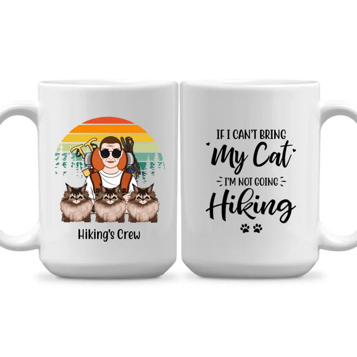 Personalized Mug, Hiking Woman And Cats, Gifts For Cat Lovers, Hiking Lovers