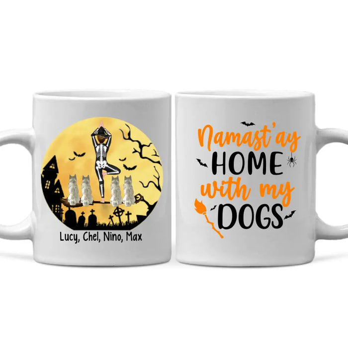 Personalized Mug, Yoga Witch And Dogs - Halloween Gift, Gift For Yoga And Dog Lovers