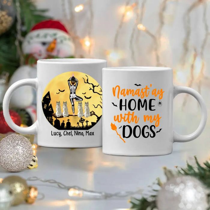 Personalized Mug, Yoga Witch And Dogs - Halloween Gift, Gift For Yoga And Dog Lovers