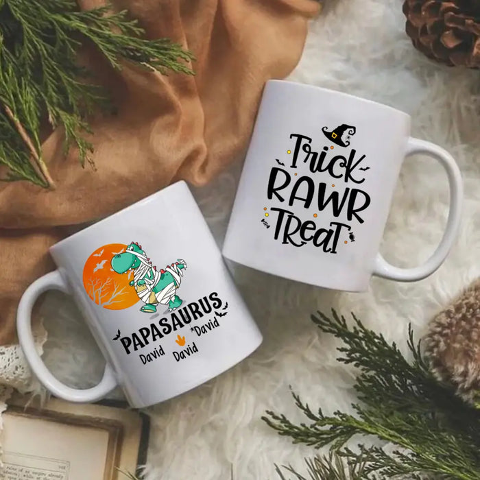 Personalized Mug, Papasaurus, Halloween Father, Gifts For Halloween Family, Gifts For Father