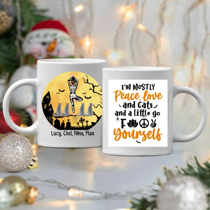 Personalized Mug, Yoga Witch And Cats - Halloween Gift, Gift For Yoga And Cat Lovers