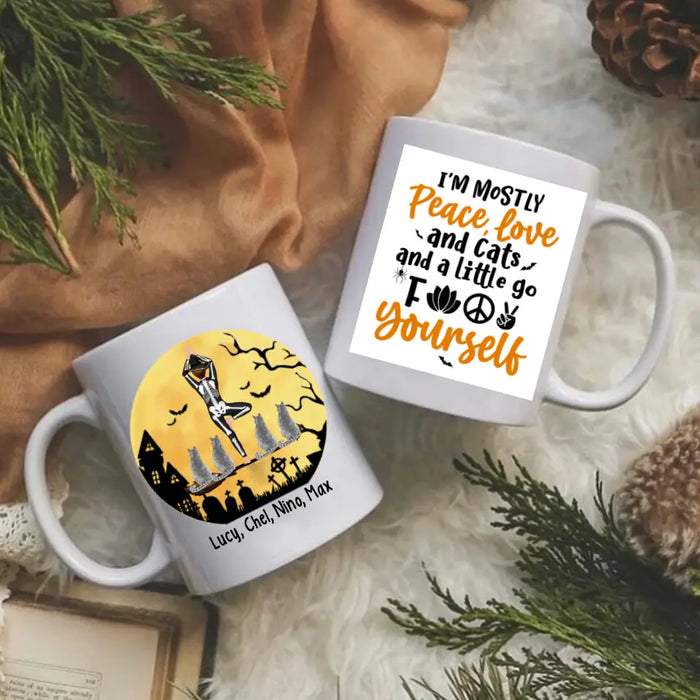 Personalized Mug, Yoga Witch And Cats - Halloween Gift, Gift For Yoga And Cat Lovers