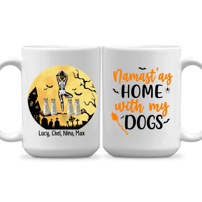 Personalized Mug, Yoga Witch And Dogs - Halloween Gift, Gift For Yoga And Dog Lovers